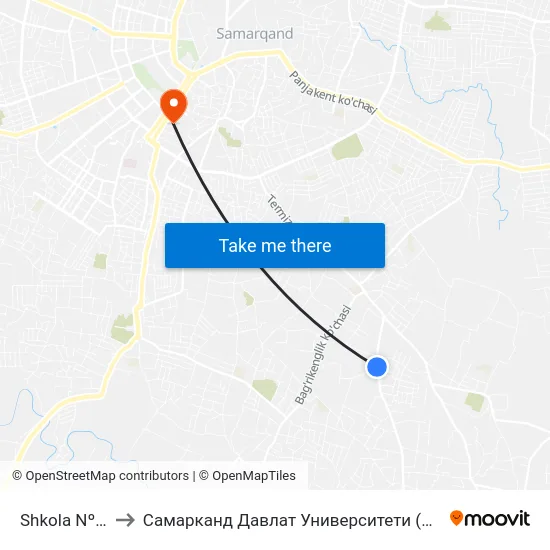 Shkola Nº 37 to Самарканд Давлат Университети (Самду) map