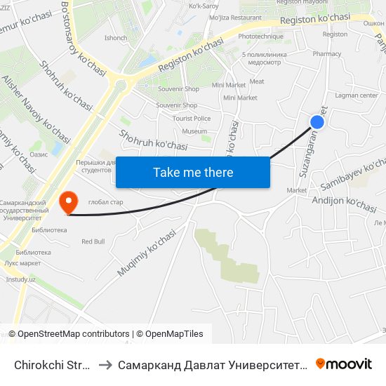 Chirokchi Street, 4 to Самарканд Давлат Университети (Самду) map