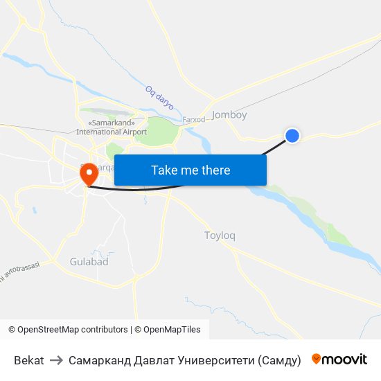 Bekat to Самарканд Давлат Университети (Самду) map