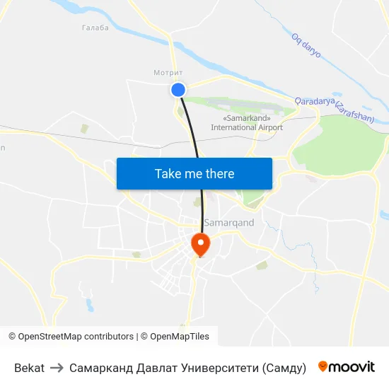Bekat to Самарканд Давлат Университети (Самду) map