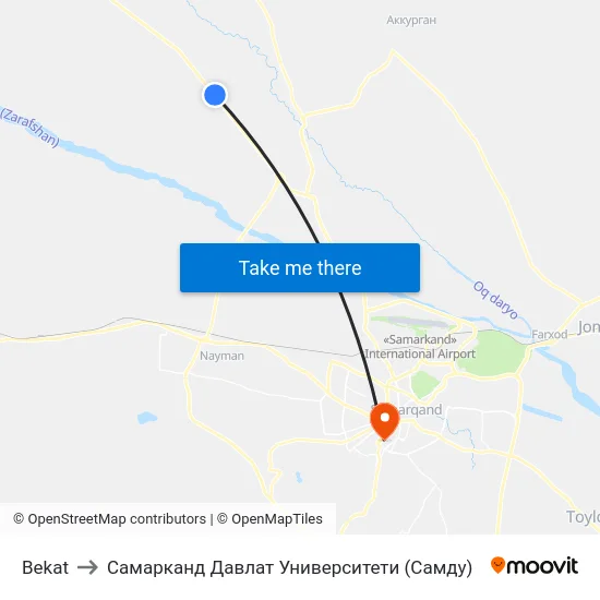 Bekat to Самарканд Давлат Университети (Самду) map