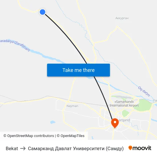Bekat to Самарканд Давлат Университети (Самду) map