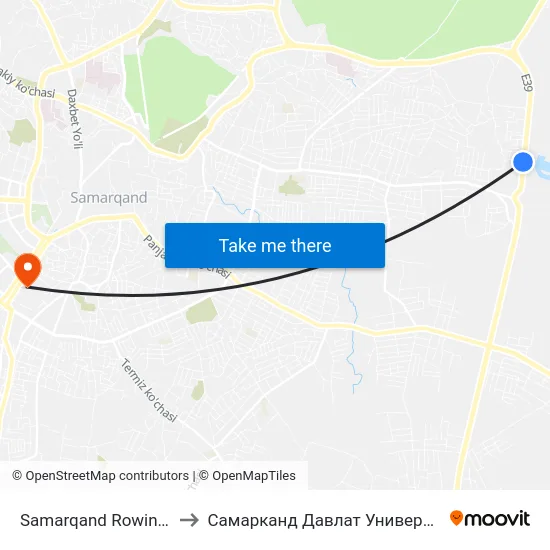Samarqand Rowing Complex to Самарканд Давлат Университети (Самду) map