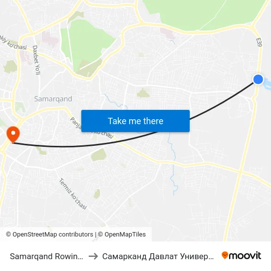 Samarqand Rowing Complex to Самарканд Давлат Университети (Самду) map