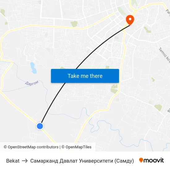 Bekat to Самарканд Давлат Университети (Самду) map