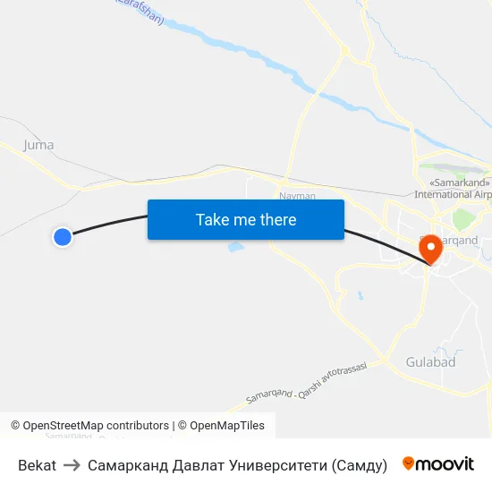 Bekat to Самарканд Давлат Университети (Самду) map