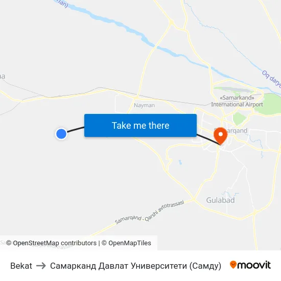 Bekat to Самарканд Давлат Университети (Самду) map