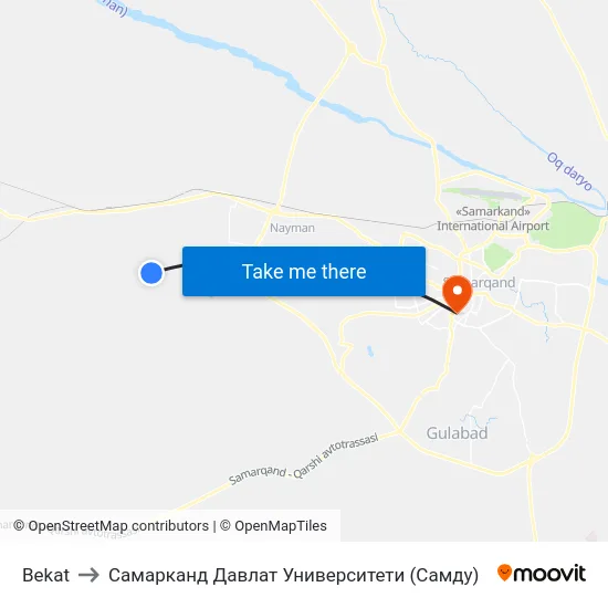 Bekat to Самарканд Давлат Университети (Самду) map