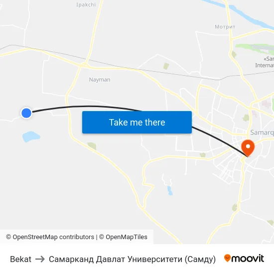 Bekat to Самарканд Давлат Университети (Самду) map
