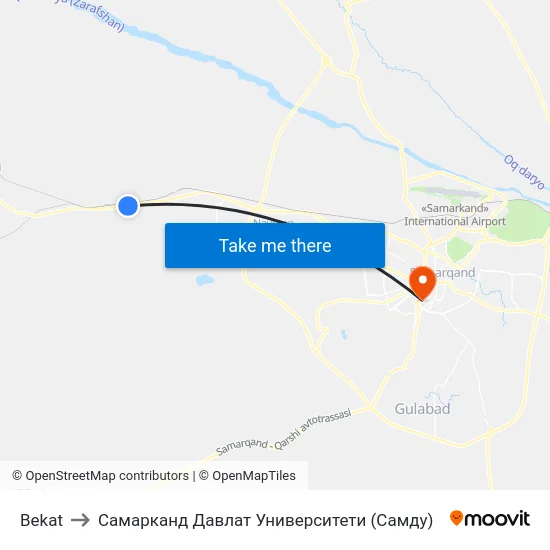 Bekat to Самарканд Давлат Университети (Самду) map