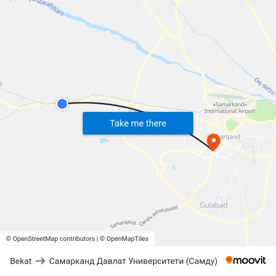 Bekat to Самарканд Давлат Университети (Самду) map