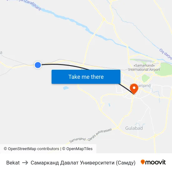 Bekat to Самарканд Давлат Университети (Самду) map
