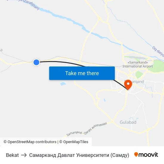Bekat to Самарканд Давлат Университети (Самду) map