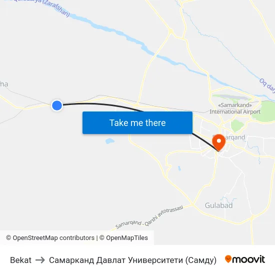 Bekat to Самарканд Давлат Университети (Самду) map