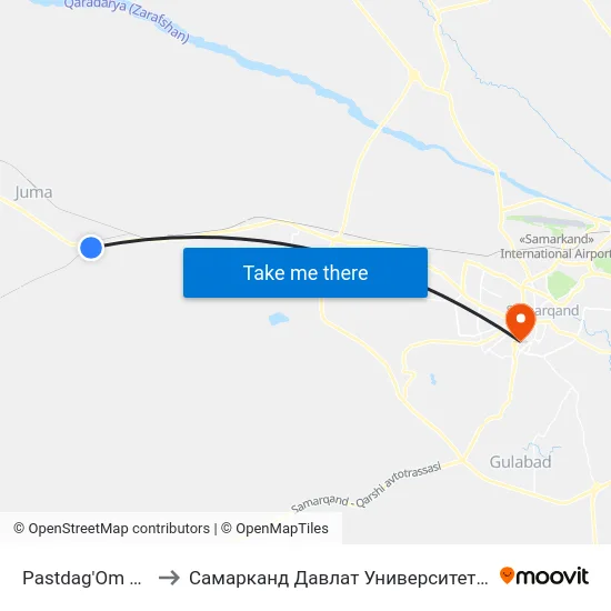 Pastdag'Om Kolleji to Самарканд Давлат Университети (Самду) map