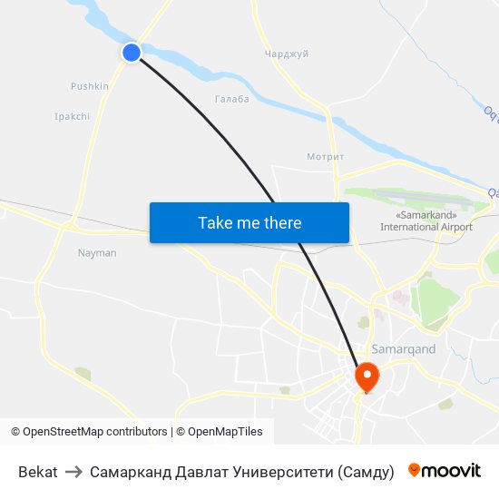 Bekat to Самарканд Давлат Университети (Самду) map