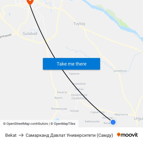 Bekat to Самарканд Давлат Университети (Самду) map