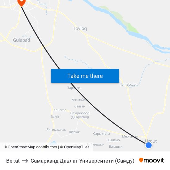 Bekat to Самарканд Давлат Университети (Самду) map