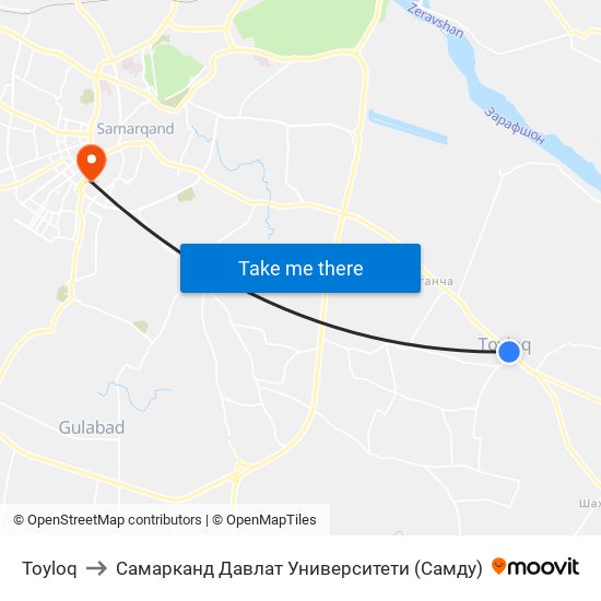 Toyloq to Самарканд Давлат Университети (Самду) map