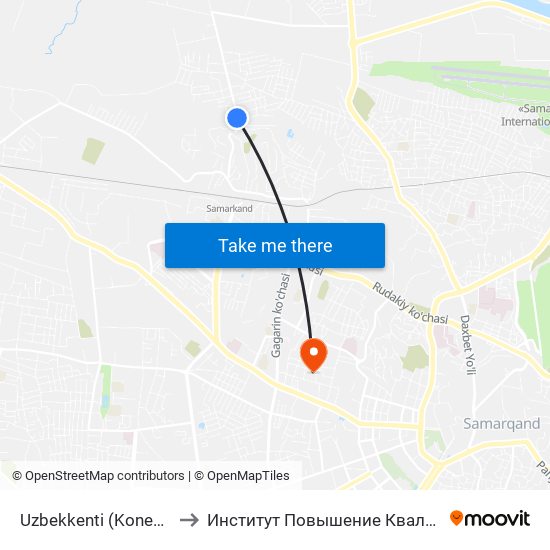 Uzbekkenti (Konechnaya) to Институт Повышение Квалификации map