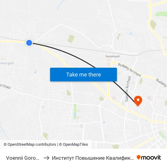 Voennii Gorodok to Институт Повышение Квалификации map