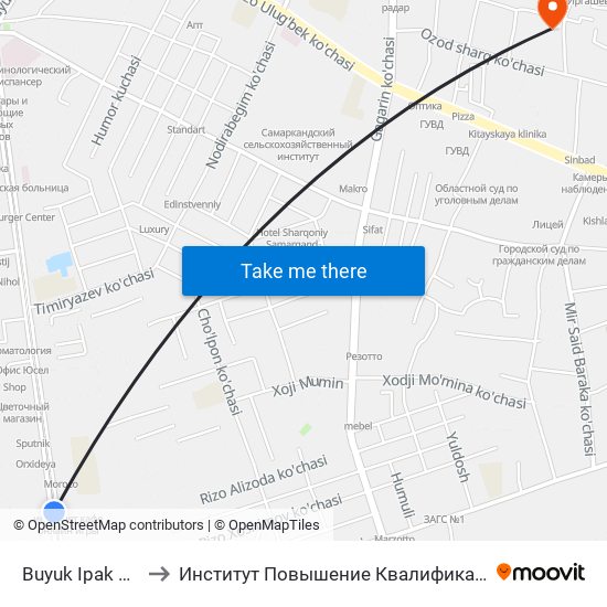 Buyuk Ipak Yuli to Институт Повышение Квалификации map