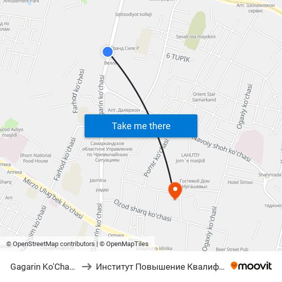 Gagarin Ko'Chasi, 47 to Институт Повышение Квалификации map