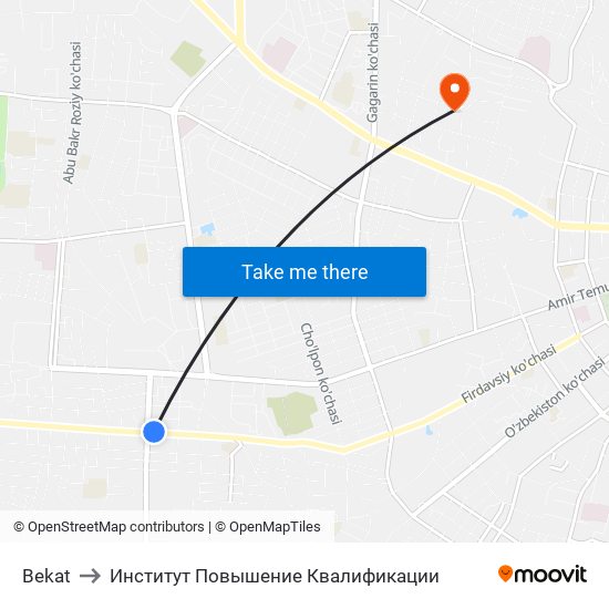 Bekat to Институт Повышение Квалификации map