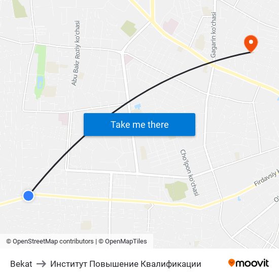 Bekat to Институт Повышение Квалификации map