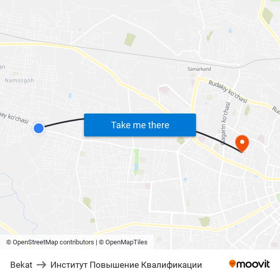 Bekat to Институт Повышение Квалификации map