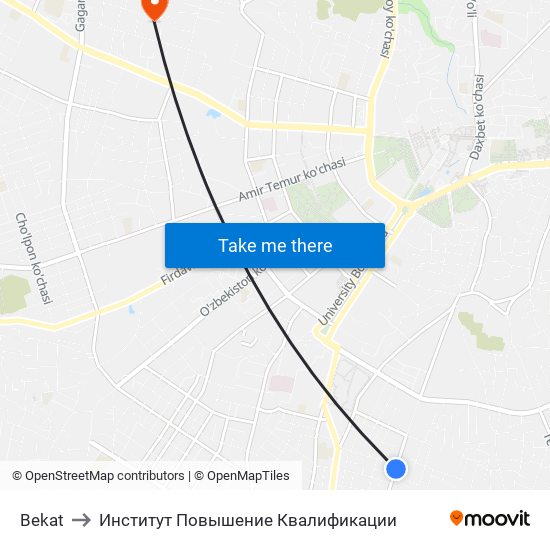 Bekat to Институт Повышение Квалификации map