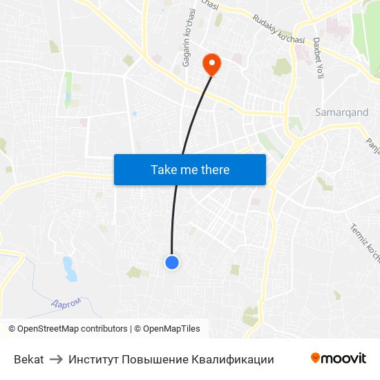 Bekat to Институт Повышение Квалификации map