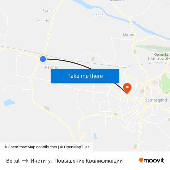 Bekat to Институт Повышение Квалификации map