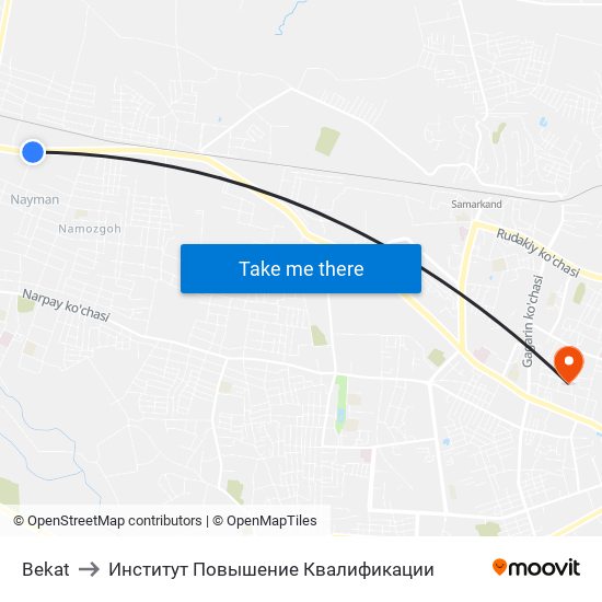 Bekat to Институт Повышение Квалификации map