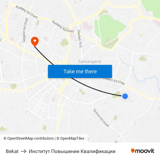 Bekat to Институт Повышение Квалификации map