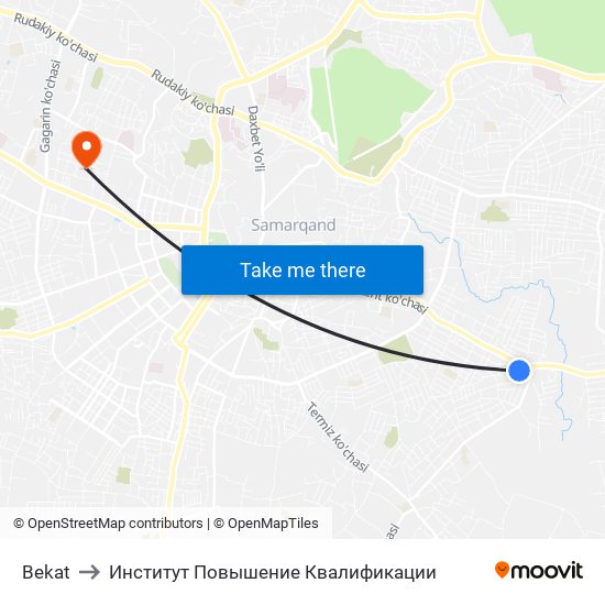 Bekat to Институт Повышение Квалификации map