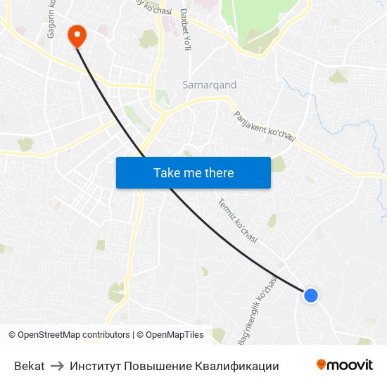 Bekat to Институт Повышение Квалификации map