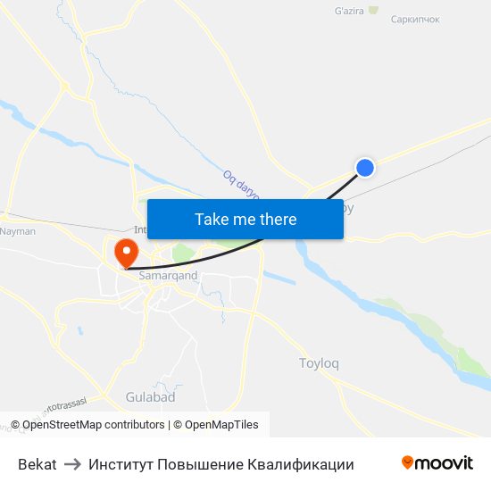 Bekat to Институт Повышение Квалификации map