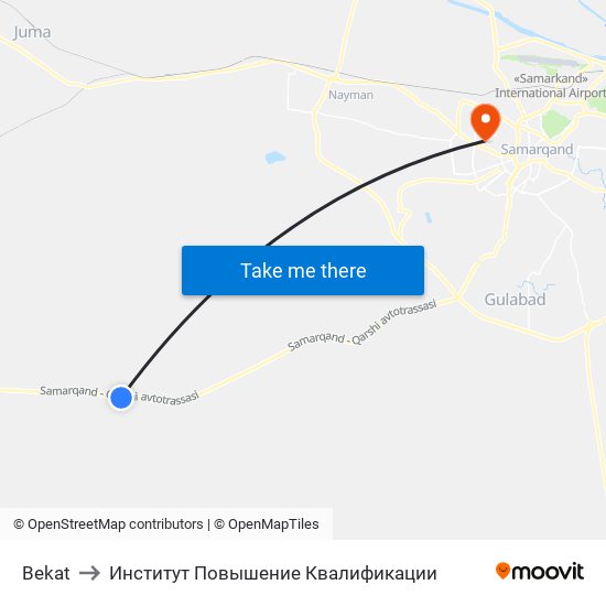 Bekat to Институт Повышение Квалификации map