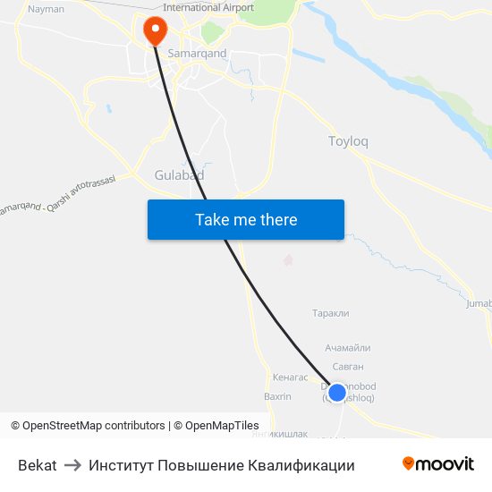 Bekat to Институт Повышение Квалификации map