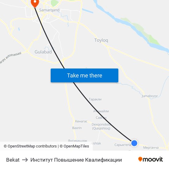 Bekat to Институт Повышение Квалификации map