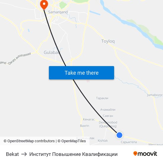 Bekat to Институт Повышение Квалификации map