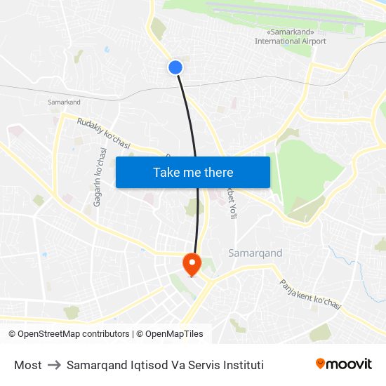 Most to Samarqand Iqtisod Va Servis Instituti map