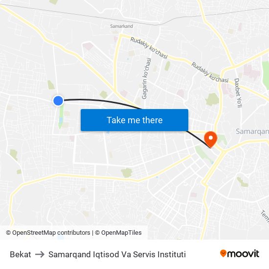 Bekat to Samarqand Iqtisod Va Servis Instituti map