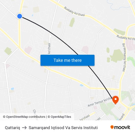 Qattariq to Samarqand Iqtisod Va Servis Instituti map