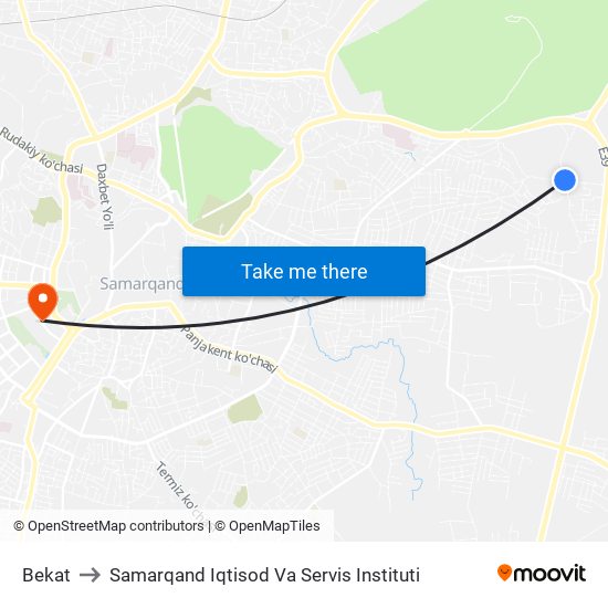 Bekat to Samarqand Iqtisod Va Servis Instituti map