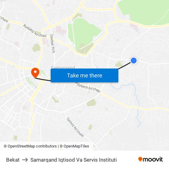 Bekat to Samarqand Iqtisod Va Servis Instituti map