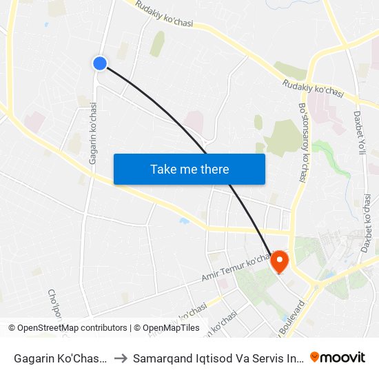 Gagarin Ko'Chasi, 47 to Samarqand Iqtisod Va Servis Instituti map