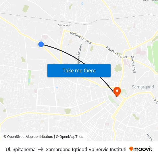 Ul. Spitanema to Samarqand Iqtisod Va Servis Instituti map