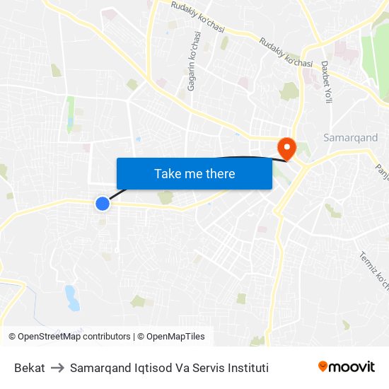 Bekat to Samarqand Iqtisod Va Servis Instituti map